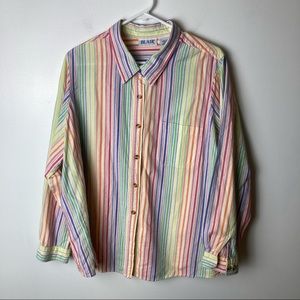 Blair Rainbow Striped Button up Long Sleeve, 2XL